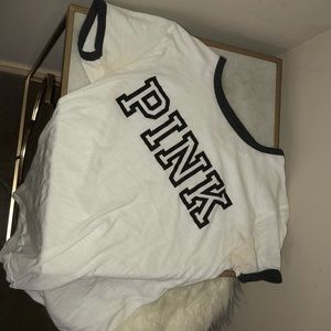 PINK white t-shirt, black writing